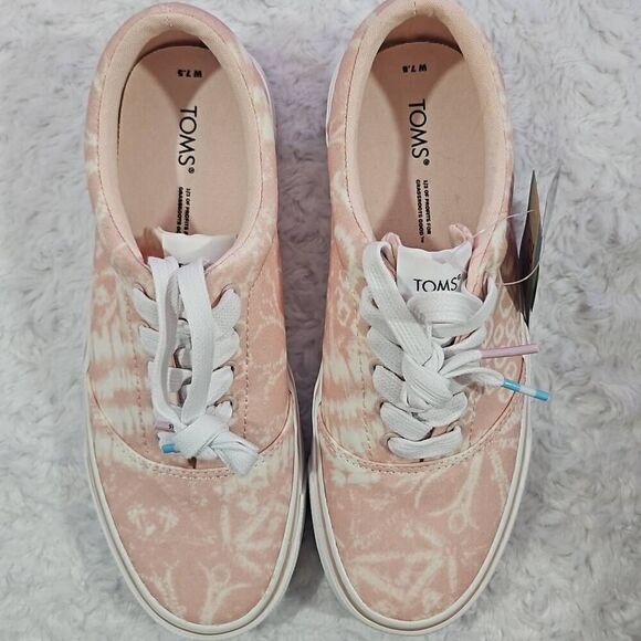 Toms Alpargata Cloud pink patchwork batik Fenix Tie Dye lace sneaker womens 7.5 - Picture 3 of 10